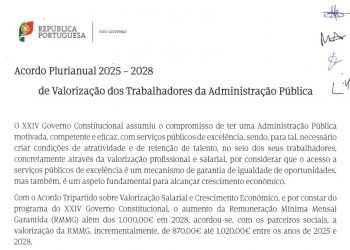 Acordo 2025/2028 | Remunerações das Carreiras Gerais